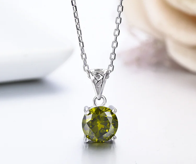Niedliche runde CZ-Geburtssteine, Geburtstagssteine, 925er Sterlingsilber, Pingente-Anhänger, Halskette für Frauen, Mädchen, Freund, Schmuck, Bijoux – Detail 7