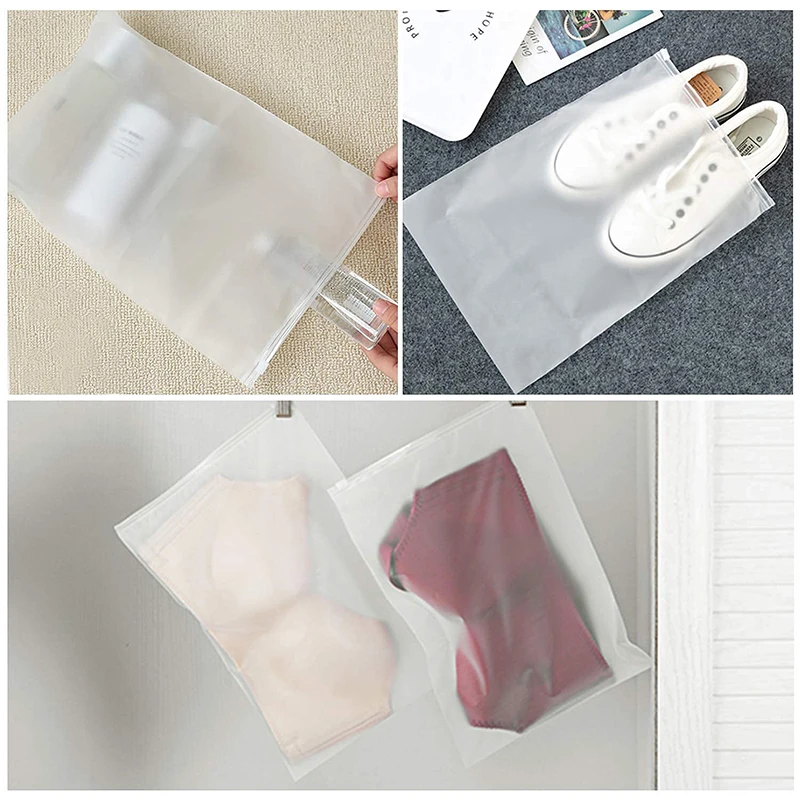50PCS Travel Frosted Ziplock Bag PE Storage Bag Plastic Zipper EVA Translucent Bag Ziplock Bag Waterproof Packaging Bag 5