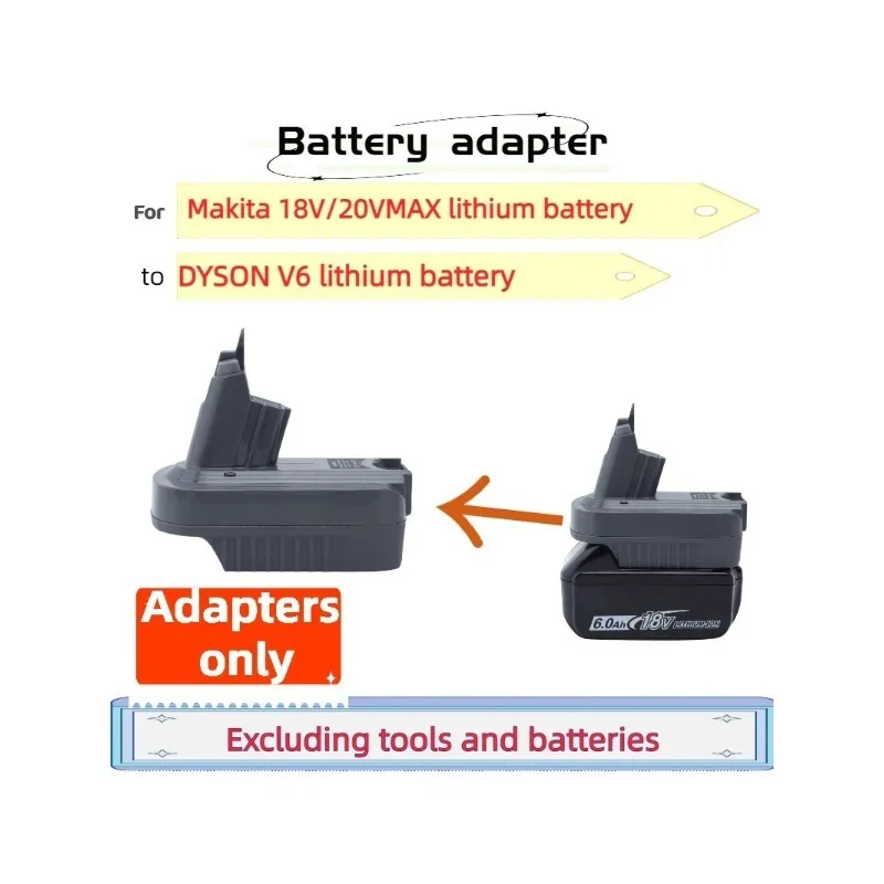 For Makita 18V/20VMAX Lithium Battery Converter To DYSON V6 Lithium Battery Cordless Electric Drill Adapter (Only Adapter) adapter for 18 20v makita dewalt milwaukee bosch 18v lithium battery converter to for dyson v7 v8 battery vacuum cleaner