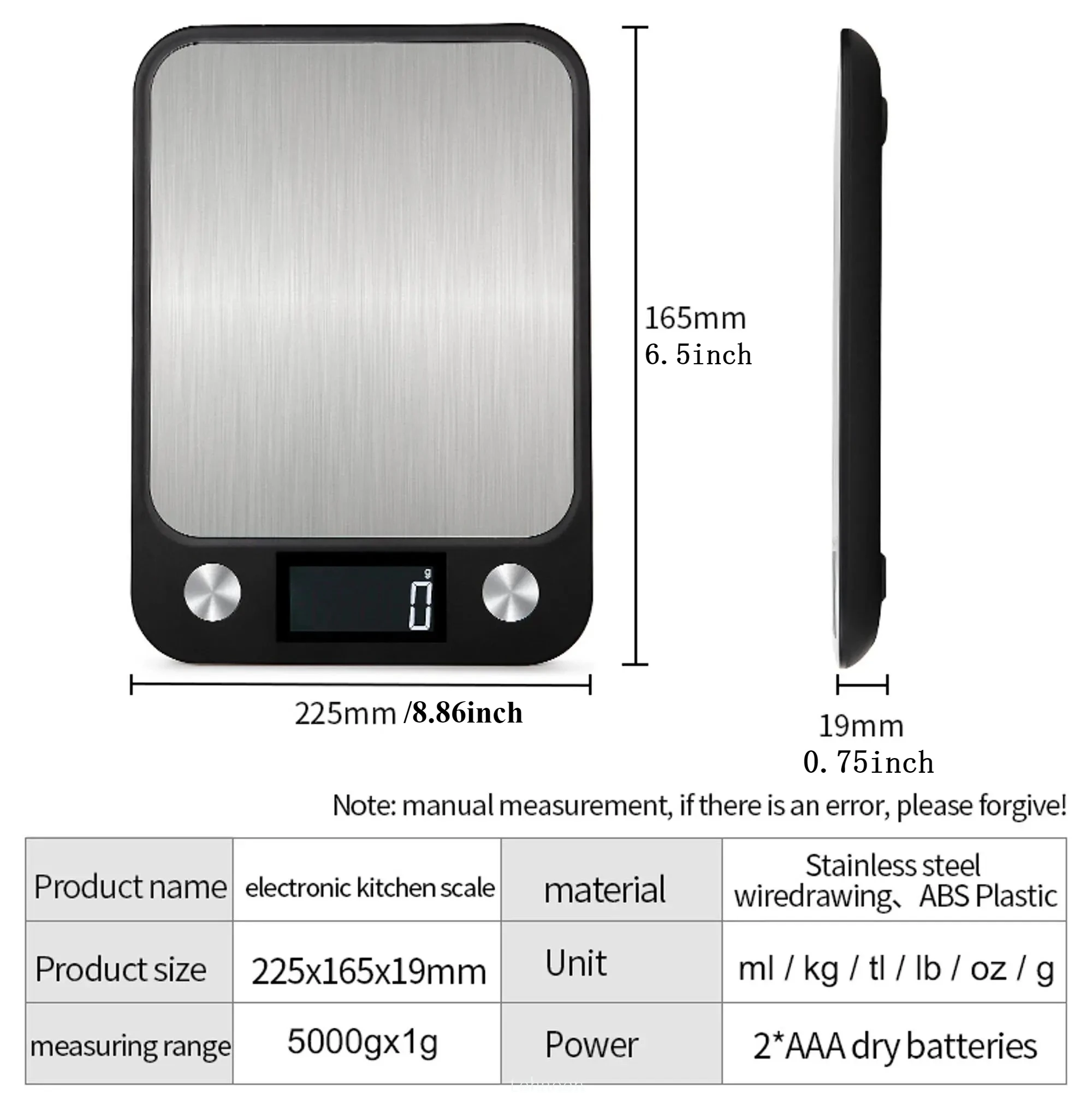 High Precision Digital Kitchen Scale - Stainless Steel Weighing