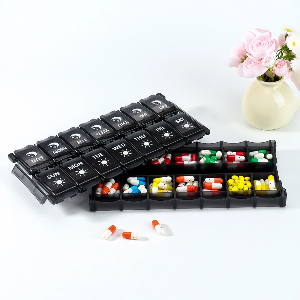 Compact Weekly Pill Organizer & Daily Dispenser Stand - Cute Travel Medication Box