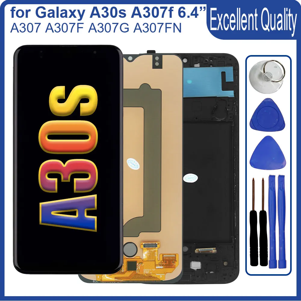 Протестированный ЖК-экран для Samsung Galaxy A30S, дисплей A307F SM-A307F, сенсорный экран, дигитайзер, Замена для Samsung A30s, ЖК-дисплей
