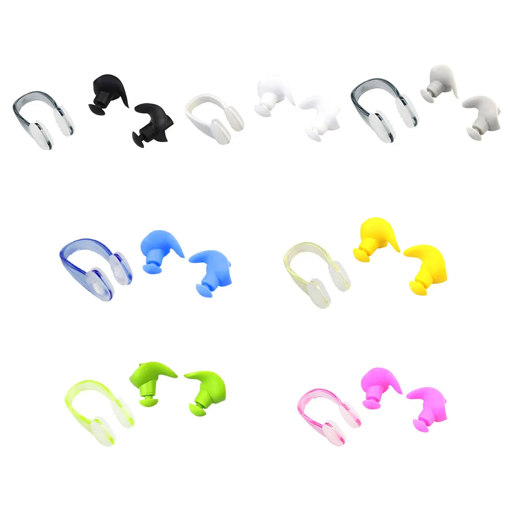 Soft Silicone Swimming Earplugs Nose Clip Set Adult Children Soundproof