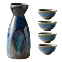 1 Set Ceramic Storage Holders Sake Pot Japanese Style Cups (Assorted Color)