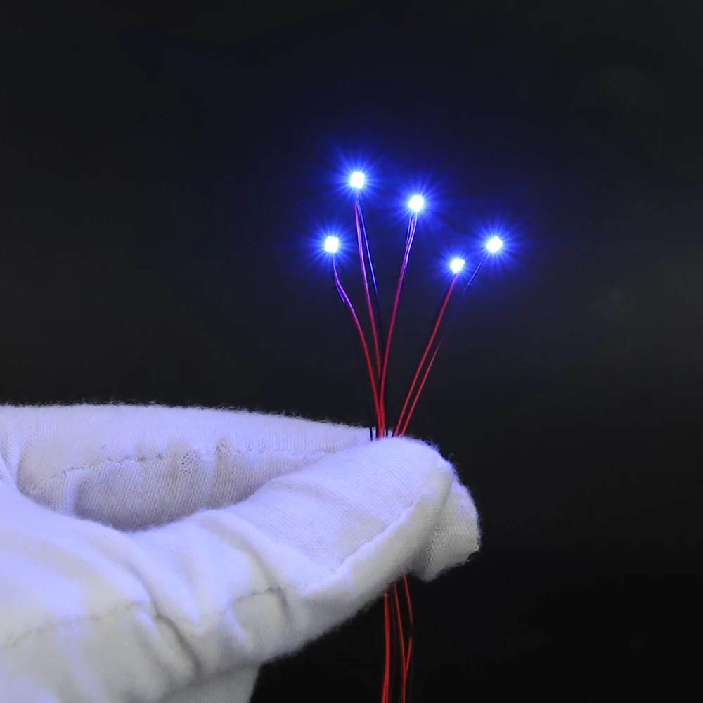Micro LED Lamp Chips 10pcs/Set 3V Pre-Soldered 0402 0603 0805 1206 20-30cm Litz Wire Lamp Railway Lighting DIY Model Electronics