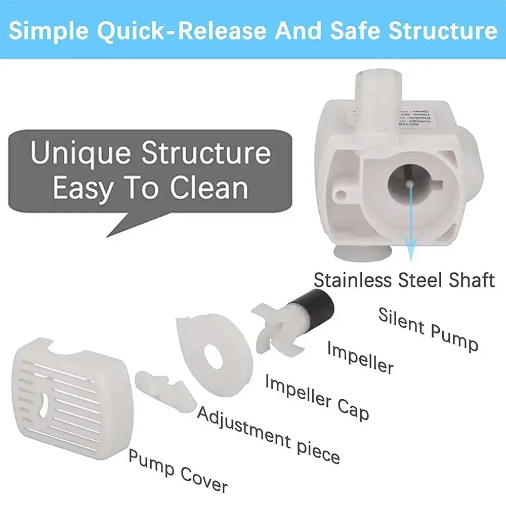 Pet Cat Water Dispenser with Anti Dry Burning Motor and Flower Design Submersible Pump