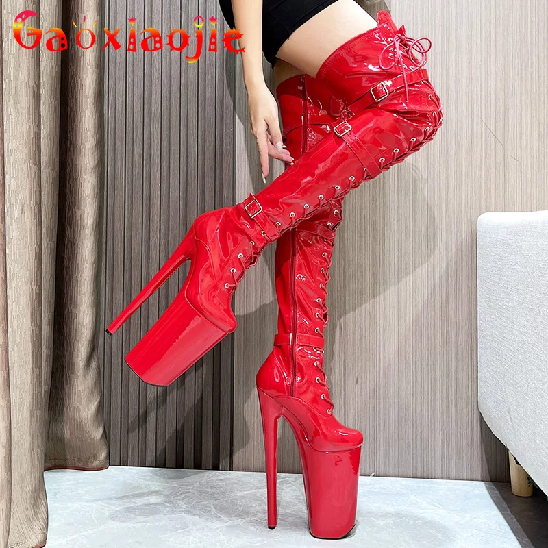 Women's Very High Heel Lace Up Platform Pole Dancing Over-the