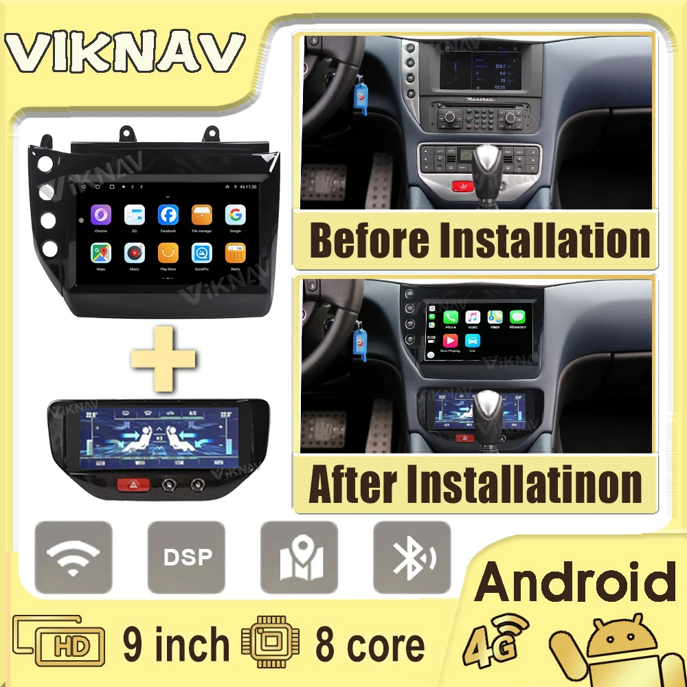 

Android 12 For Maserati GT/GC GranTurismo 2007-2017 Car Aircon Board Black Screen Multimedia Player GPS Navigation Head Unit