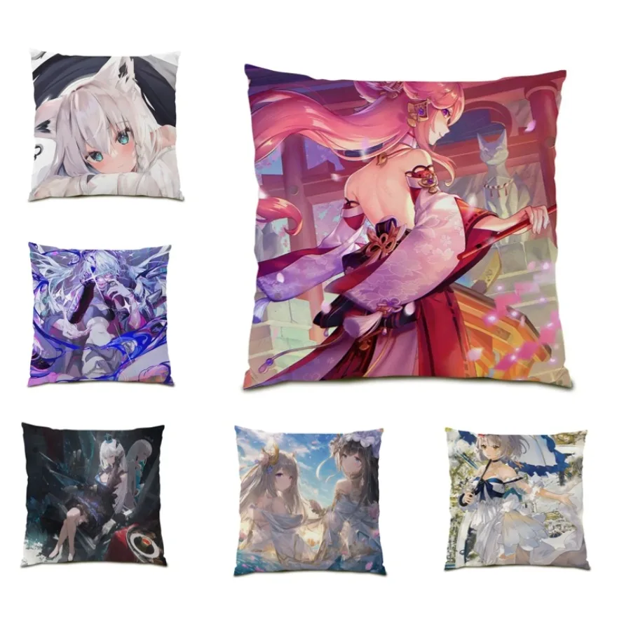 

Living Room Decor Anime Beautiful Girl Throw Pillow Covers Square Cushion Cover 45x45 Portrait Pretty Girl Poster Velvet E0896