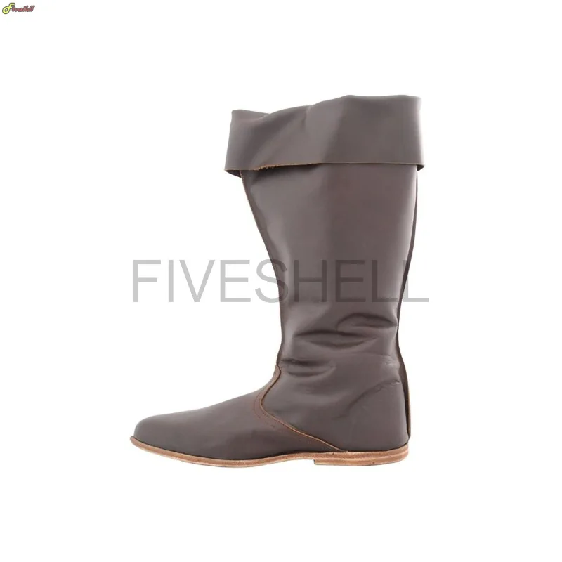 Cosplay Shoes Medieval Leather Men Boots Halloween Carnival Knight Pirate Gothic Punk Shoes