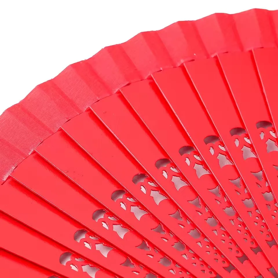 Spanish Wooden Hand held Folding Fan Cheongsam Catwalk Dance Performance Accessories Wedding Celebration Red Fan Decor folding fan hand fan wooden hand fan