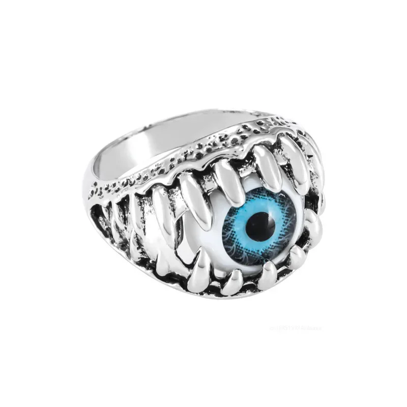 Stile moda 2025 Retro 2024, anello occhio di diavolo stile punk uomo e donna Halloween, hip-hop, rock, decorazione fatta a mano_voghion.com