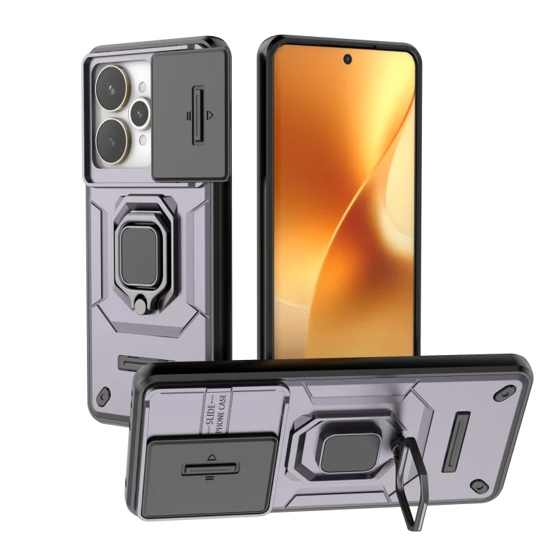 Shockproof Phone Case with Lens Protective Ring Holder - Durable Bumper Cover