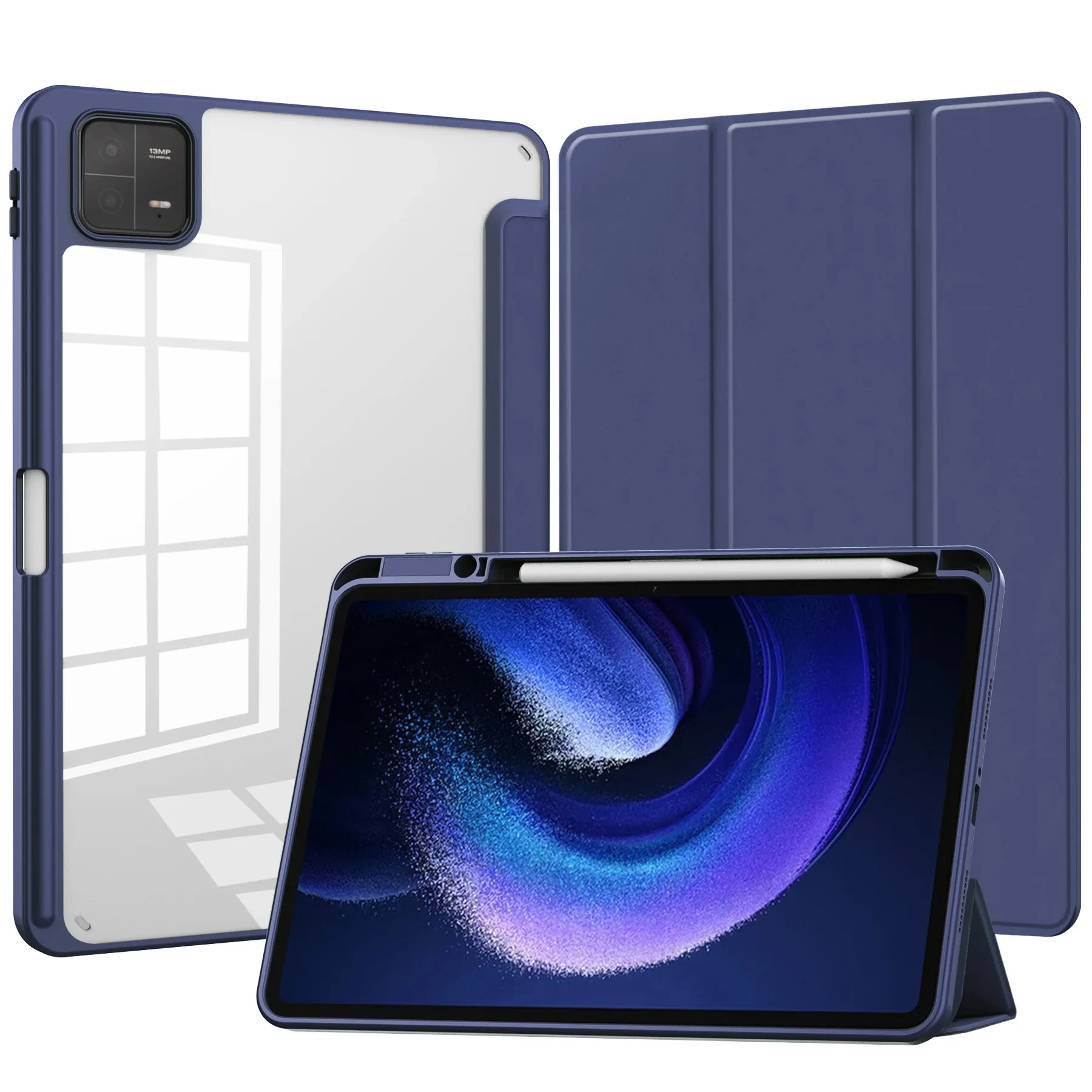 Transparent Tablet Case with Pen Holder and Auto Wake Function