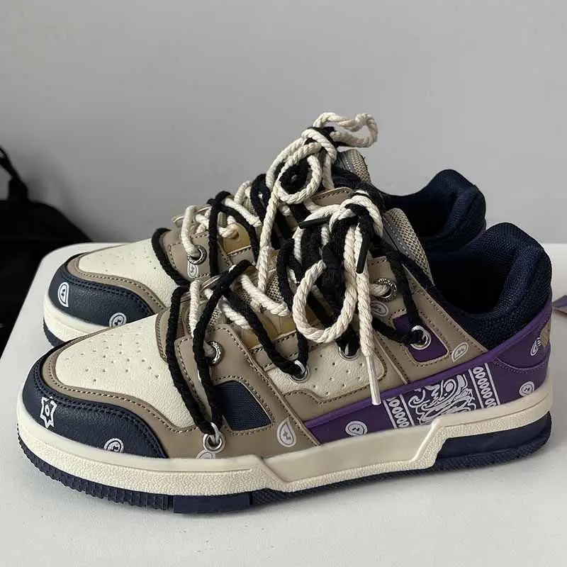

Men Breathable Graffiti Sneaker American Style Street Vintage Daily Casual Basketball Shoes New Designer Walking Trendy Shoes 44