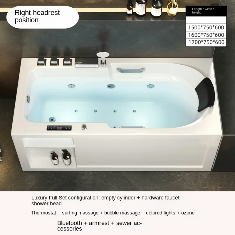 Acrylic Tub Home Bathroom Surf Massage Adult Bathtub Small Apartment Independent Constant Temperature Portable Tubs For Bathing 6