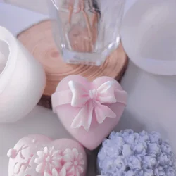 Rose Cake Silicone Mold Pastry Soap Aromatherapy Mold DIY Bow Love Handmade Soap Mold Heart Shaped Chocolate Fondant Tool
