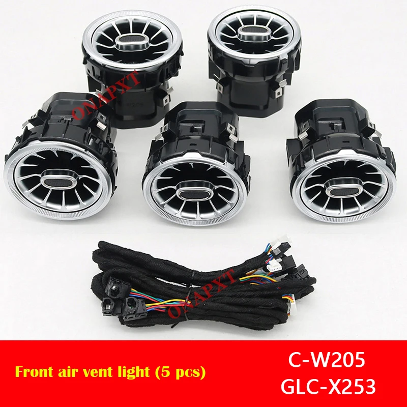 thumbnail image 1 of Boquilla de lámpara de turbina LED, luz ambiental de ventilación de aire para Benz C/GLC/E/A/CLA/GLA/S/V W205 X253 W213 W176 W117 W156 W222 W447 W464 W206, 1 of 5