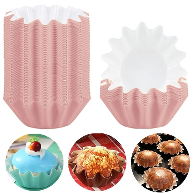 50Pcs Wave Cupcake Liner Standard Muffin Wrappers Non-stick Greaseproof PET  Coated Paper Baking Holder for Wedding Birthday - AliExpress