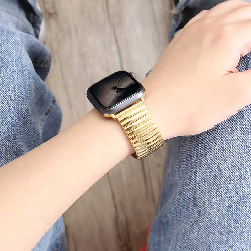 Metal elastic strap for Apple watch Ultra 8 7 6 5 4 SE band 49mm 45mm 41mm 44mm 40mm Bracelet Wristband For iWatch 3 42mm Correa