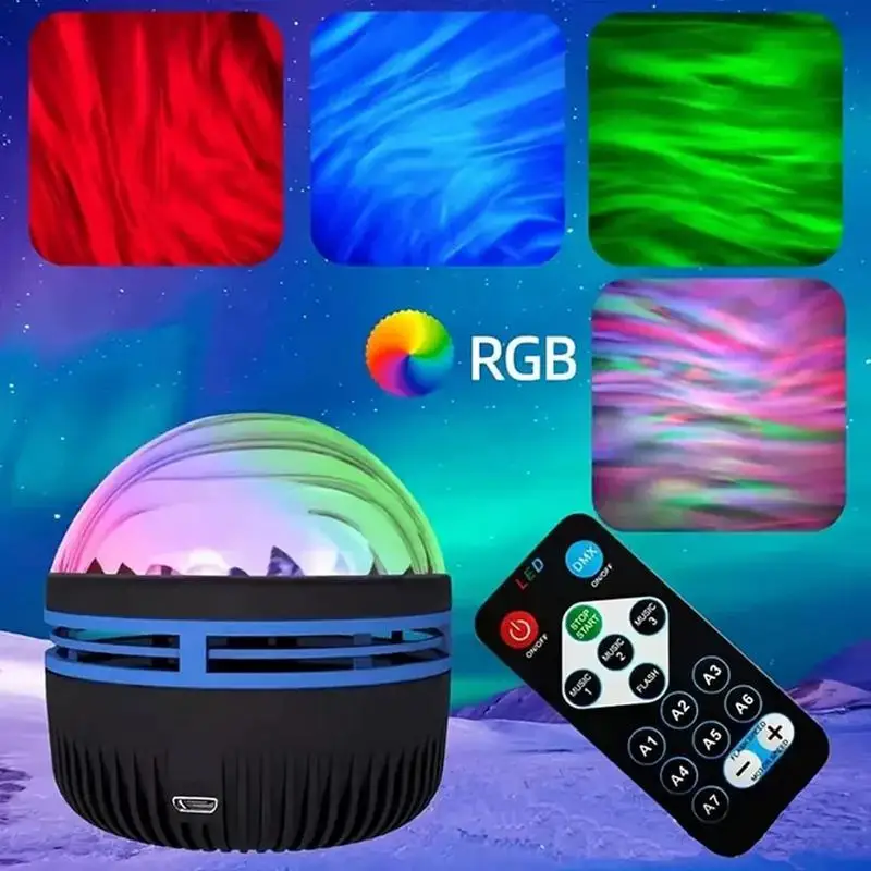 

LED Night Lights Northern Lights And Ocean Waves Projector Remote Control USB Bedroom Light Projector Aesthetic Room Decor