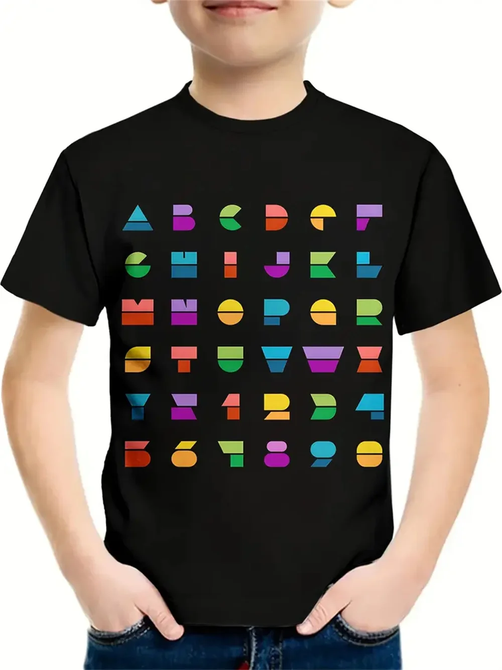 Simple Geometry 3d Print Retro Top Tee Shirt Kids Boys Clothes Short Sleeve Casual Children's Clothing Fashion T Shirt For Boys 2