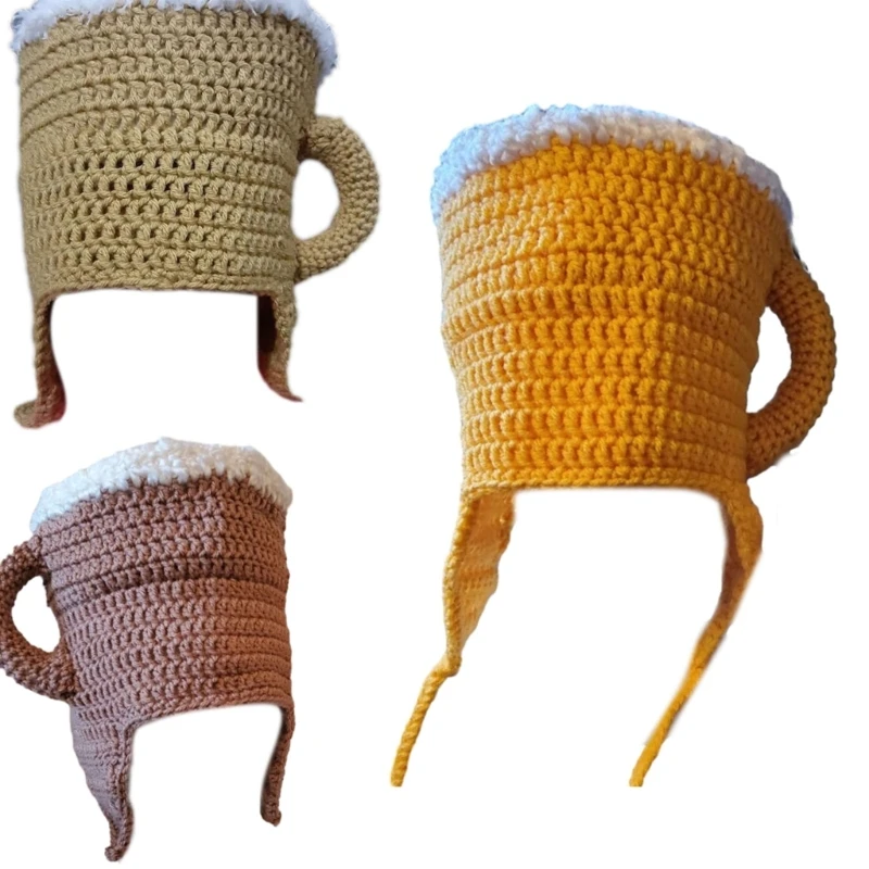 

Lovely Beer Mug Hat Great for Beer Enthusiasts Soft Oversized Knitted Hat