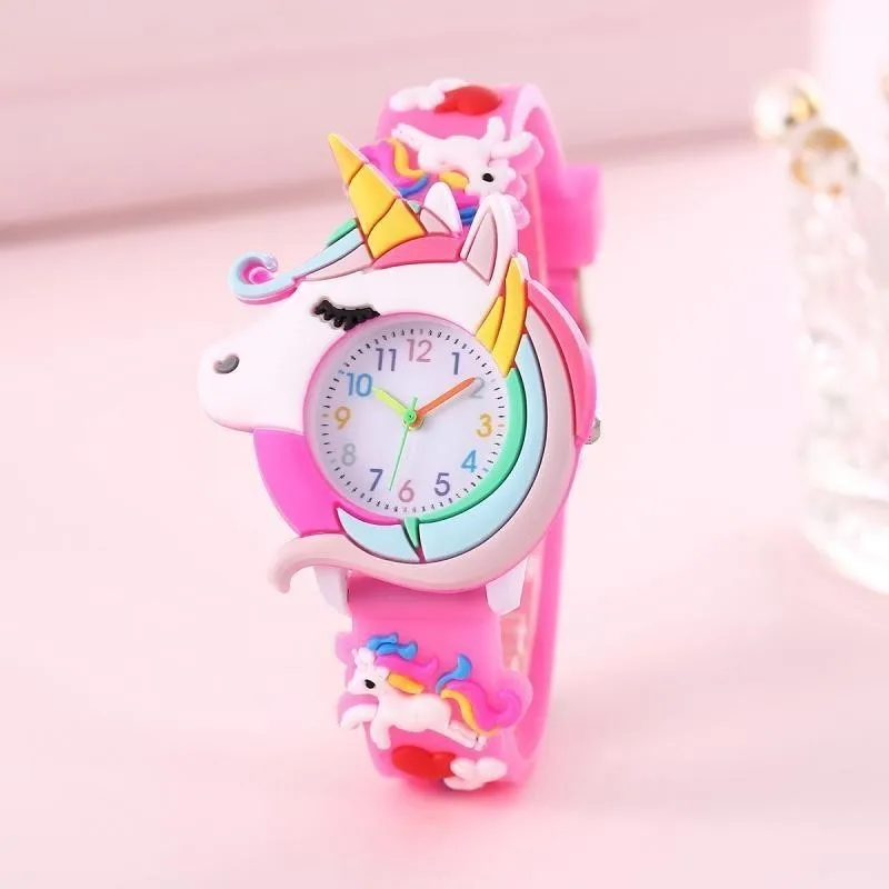 【Watch+Bracelet】Kegllect  New Children's Cartoon Pattern  Unicorn Silicone   Bead Bracelet Set Student  5