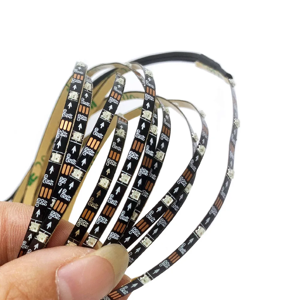

Узкая Пиксельная Светодиодная лента WS2812B 3 мм 5 в SK6812 IC SMD 2020 RGB 60 светодиодов/м, черная печатная плата, полноцветная светодиодная лента 0,5 м, 1 м, 2 м