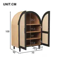 ​ ​ Круглый сервант из ротанга — шкаф для обуви с 3 полками и плетеной дверью, изогнутое хранилище для прихожей и гостиной ​ ​ — изображение 6