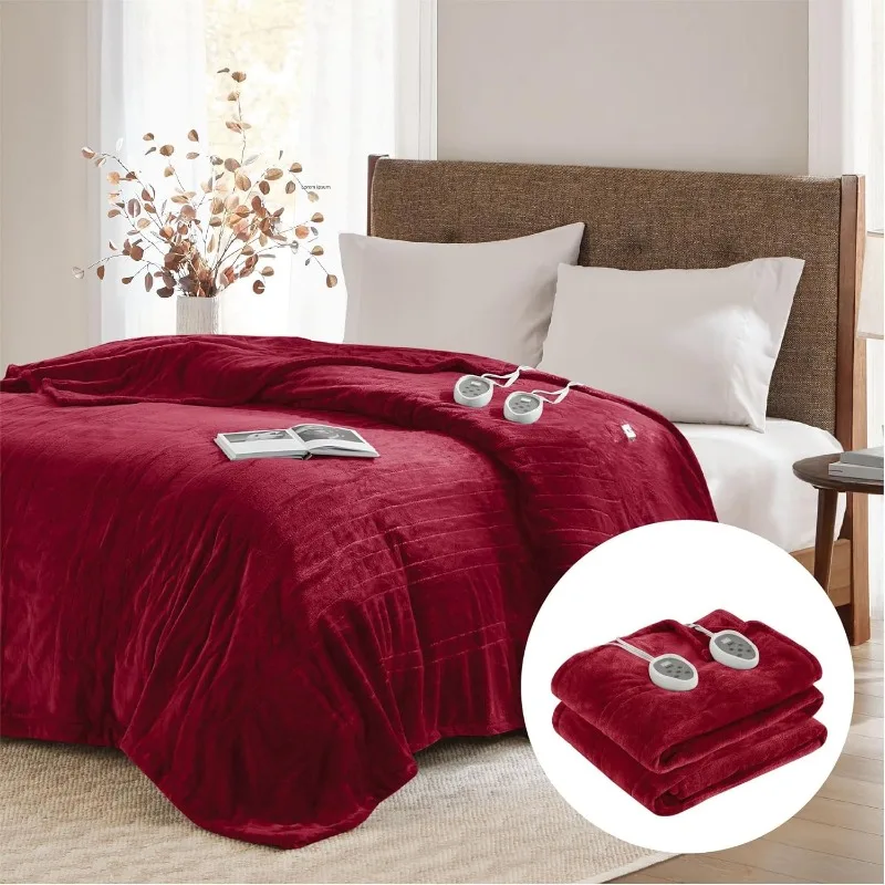 Electric Blanket Full Size Single Control with Auto Shut Off Machine Washable Blue