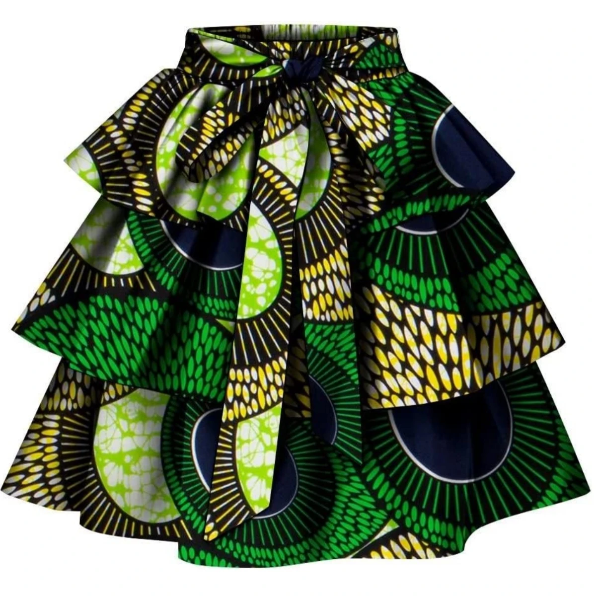 African Women Skirt Ankara Tradition Print Wax Patchwork Skirts Full Circle Skirt Multi-layer Lady Skirt WY1482