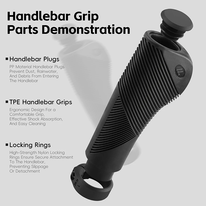 WEST BIKING Soft Bike Grips Multicolor TPE Non-slip Shock Absorbing Bicycle Handlebar MTB Ergonomic Grips With 2 Bar End Plugs