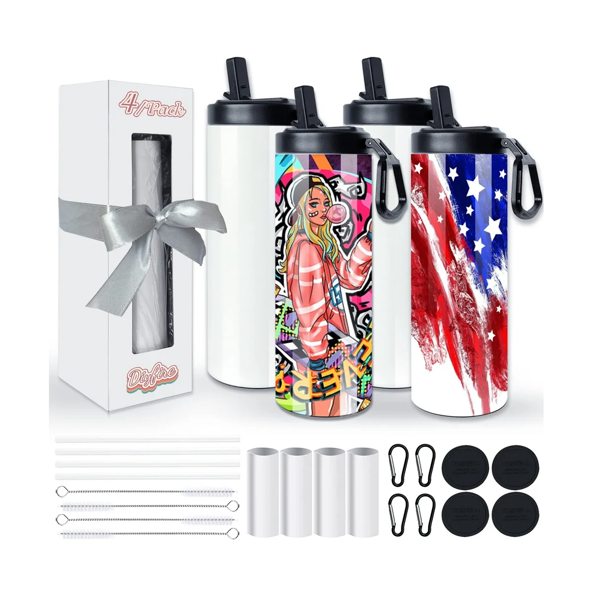 

Tumblers Blanks Cups 20 OZ Skinny Sports Straight Kids Water Bottle Travel Mug with Sippy Up Lid, for Tumbler Heat Press