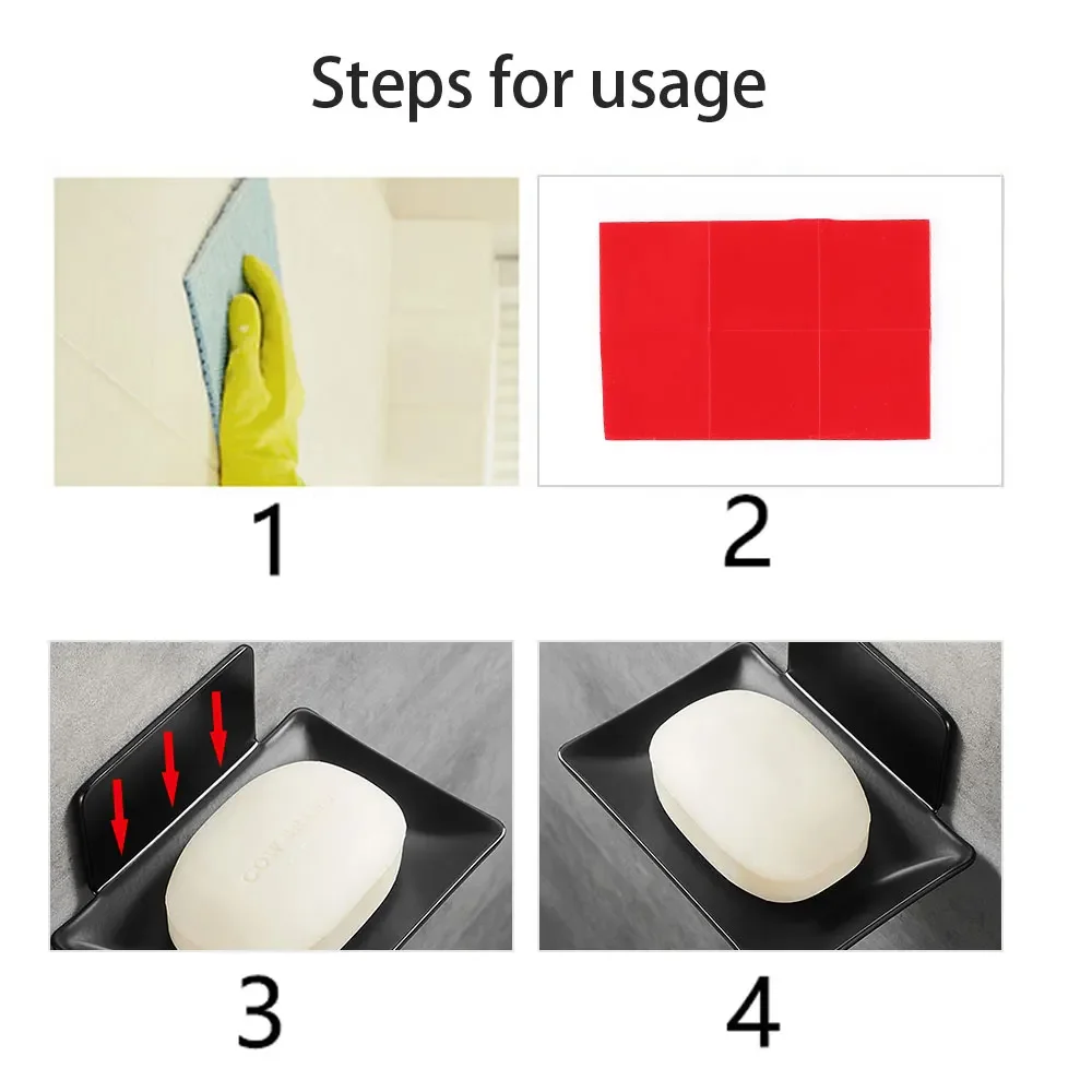 Stainless Steel Pasting Wall-Mounted Drainage Soap Dish Tray No Drilling Soap Sponge Holder Rack Bathroom Accessories