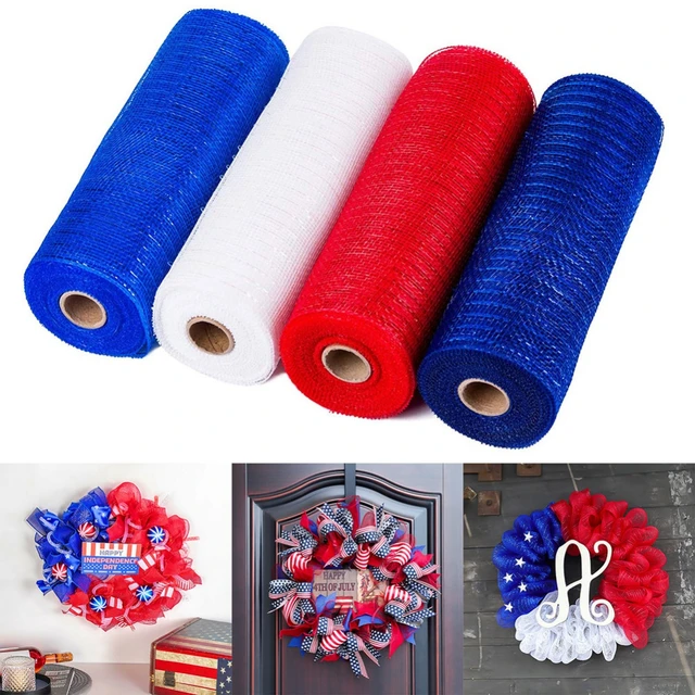 4 Rolls Mesh Ribbon Wreath Making Supplies Poly Mesh Ribbon Decor for  Easter Valentine St Patrick's Day Christmas DIY Craft Home Door 30 Feet  Each