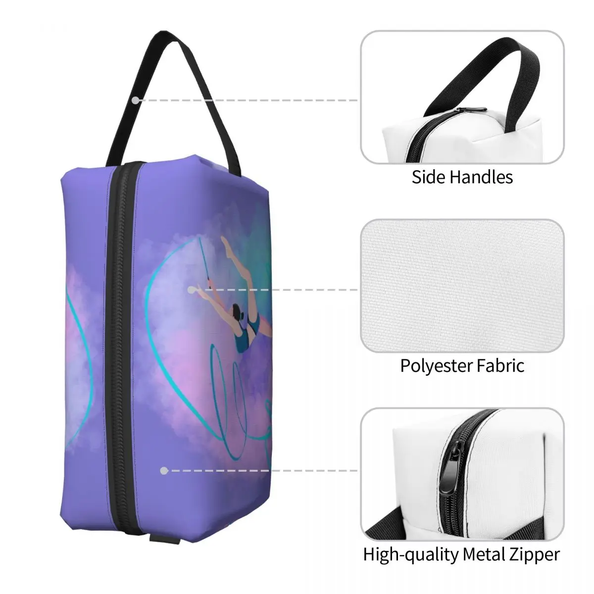 Custom Kawaii Dance Rhythmic Gymnastics Travel Toiletry Bag for Women Cosmetic Makeup Bag Beauty Storage Dopp Kit 3