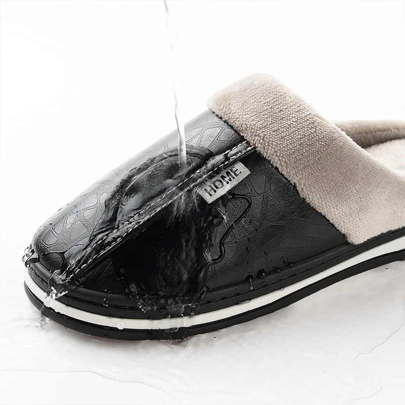 Water Repellent Home Slippers Soft Cozy House Slippers Anti-skid Slip-on Shoes Indoor For Men Winter Shoes - Image 4