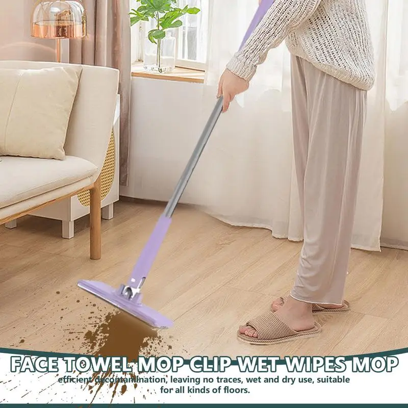 

Compatible Hands-Free Mini Mop With Dust Remover Face Towels Mini Squeeze Mop For Kitchen Household Cleaning Tool