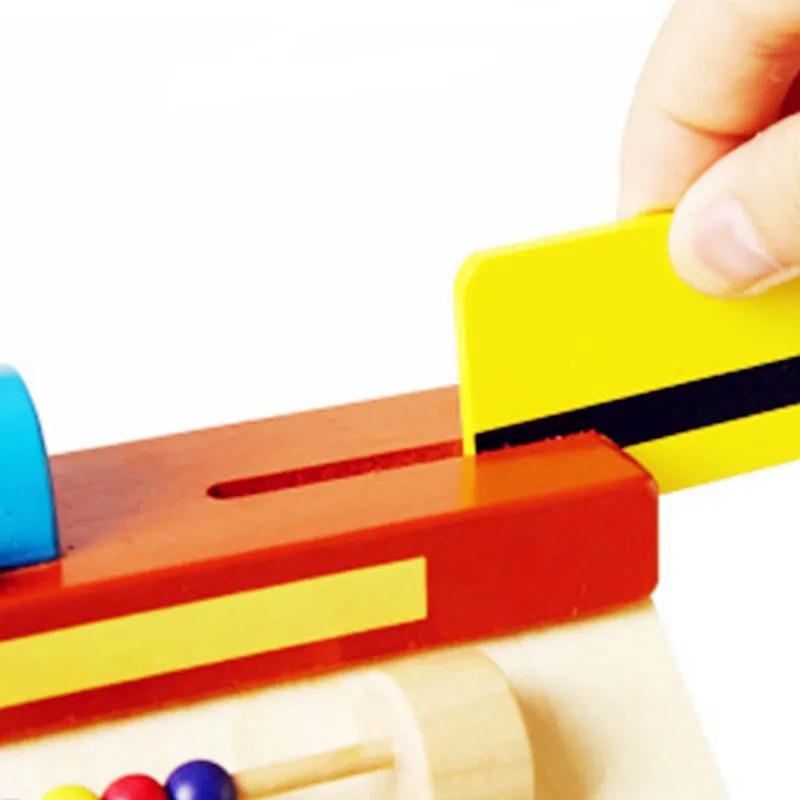Wooden Simulation Supermarket Cash Register Parent-child Interaction Play-house Educational Toys Infant Math Teaching Aids 4