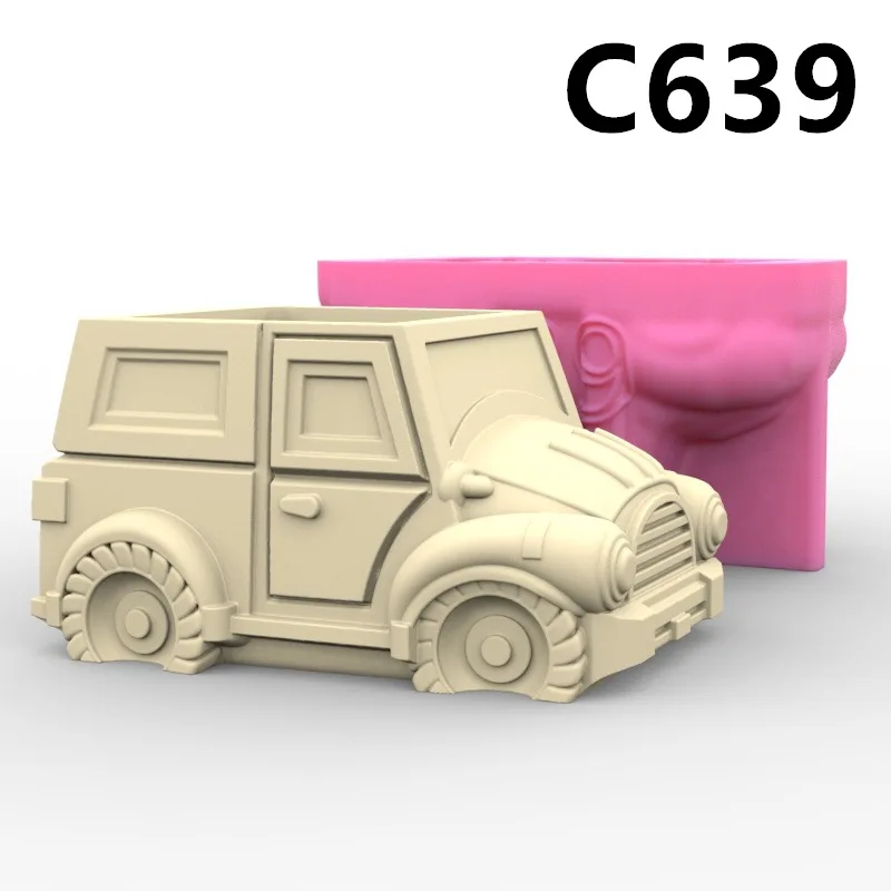 

Pickup Truck Vase Flower Pot Ashtray Pen Holder Silicone Mold Making Home Decoration with Epoxy Plaster Cement Handicraft