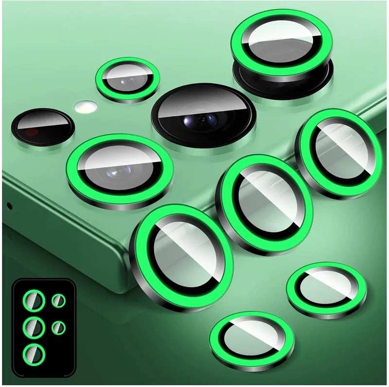 Radiant Pink Metal Ring Camera Lens Protector with Glass Cover