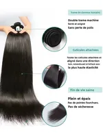 Extensions de cheveux humains vierges bruts 12A, lisses comme des baguettes, 30-40 pouces, noir naturel brésilien, 4 lots en promotion, non traités, pour crochet 4