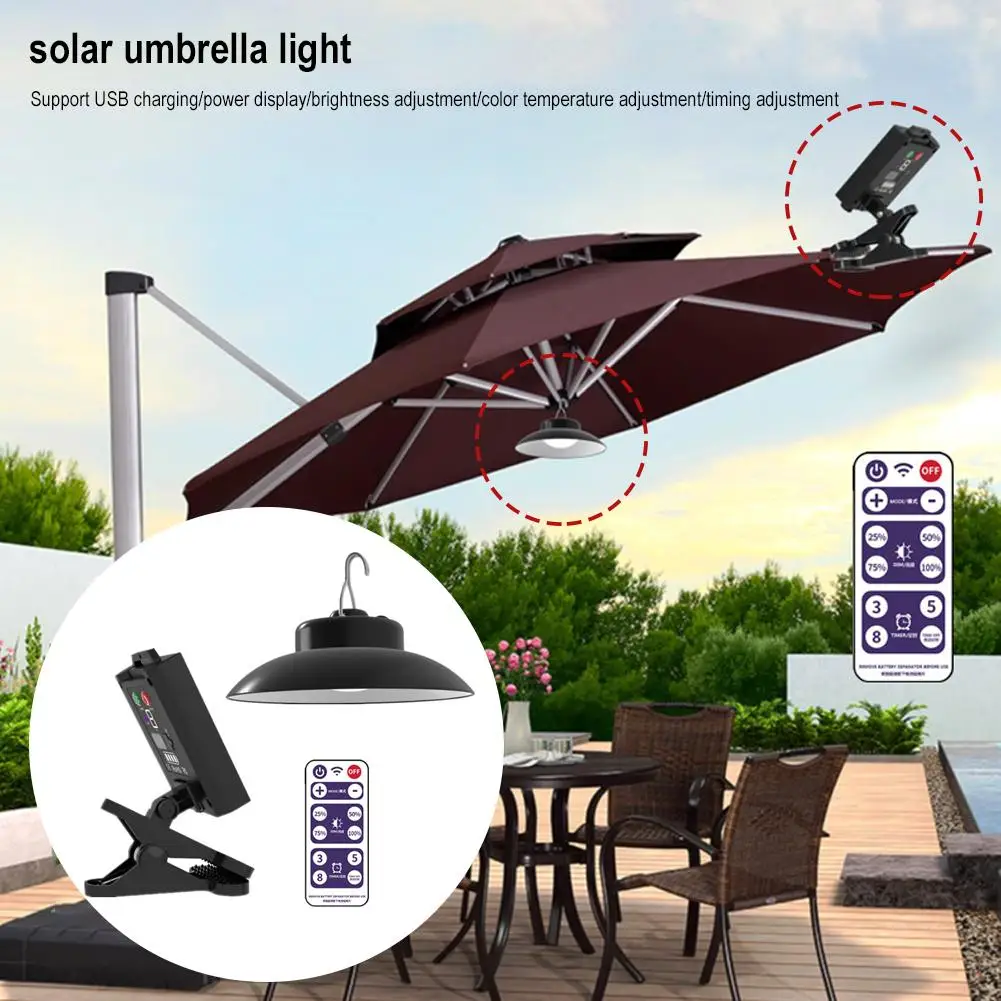 Solar Umbrella Lamp Powerful Light,USB Charging,Brightness Adjustment Waterproof Tools For Patio, Garden, And Camping Party X4L9