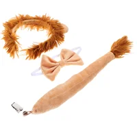 Children's Performance Lion Headband Set Plush Bow Tie Halloween Costumes Accessories Animal Tails Fabric Cosplay Ears Newborn 1