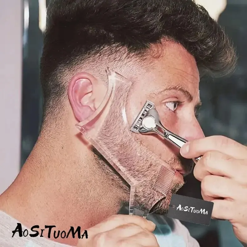 Beard-Styling-Comb-Clear-Beard-Ruler-Men-s-Care-Comb-Sideburns-Beard ...