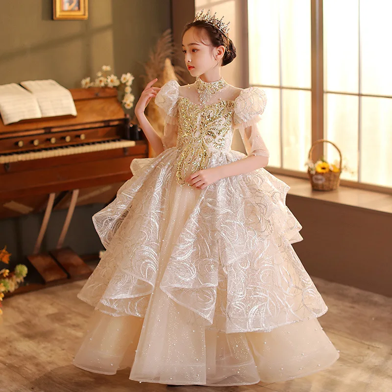 BA7320 Abi Da Bambina A Fiori Abi Da Cerimonia A Maniche Lunghe Con Applicazioni In Pizzo Rosa Matrimoni E Concorsi Abo Da Bambina Con Orlo Alto E Basso Da 57,07 € | DHgate