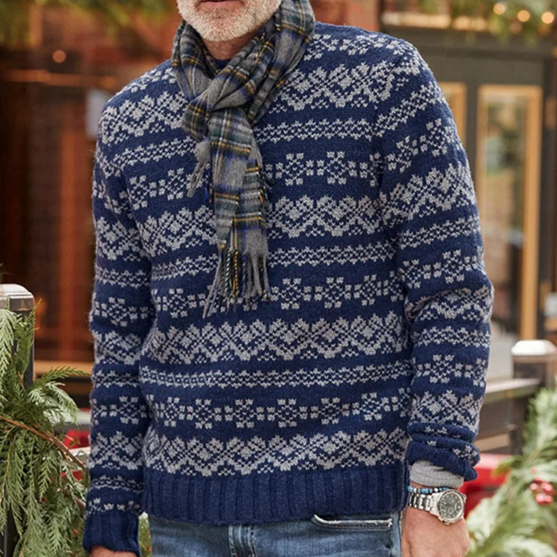 Men's Sweater 2023 Autumn/Winter New Crewneck Pullover Printed Casual Large Size Sweater