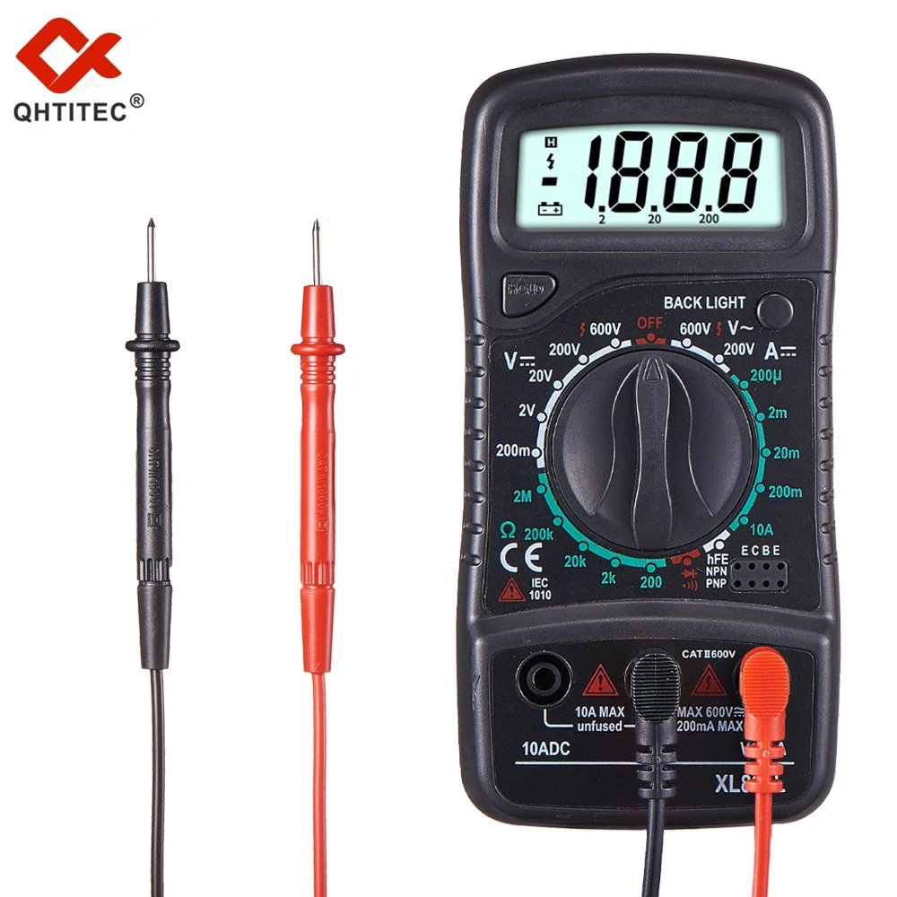 

QHTITEC Digital Multimeter AC/DC Esr Meter Testers Auto Electrical Dmm Ransistor Peak Tester Meter Capacitance Meter XL830L