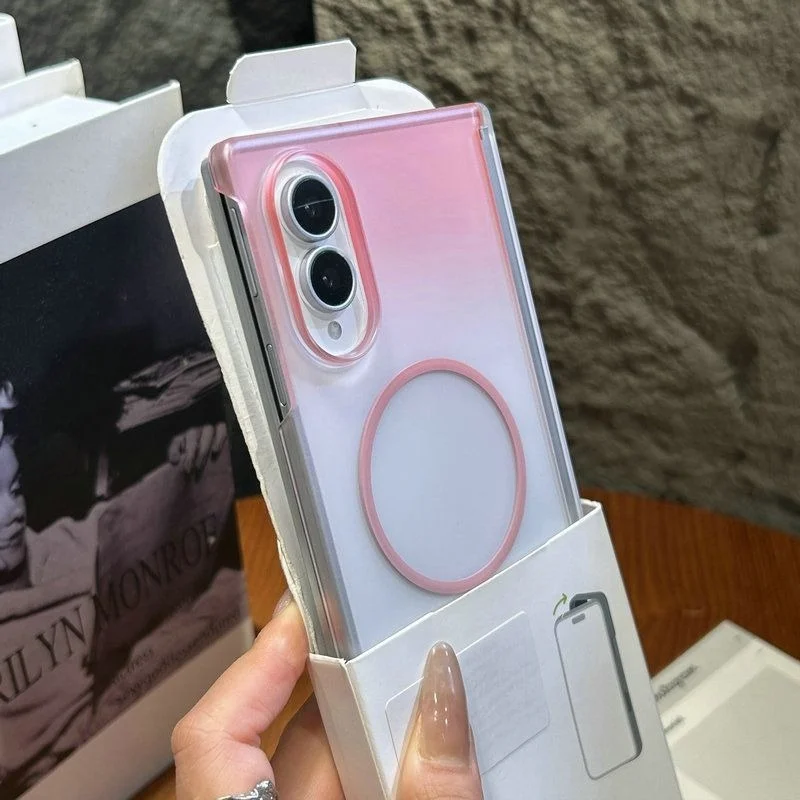 Gradient Color Matte Translucent Hinge Protection Case for Wide Foldable Smartphones